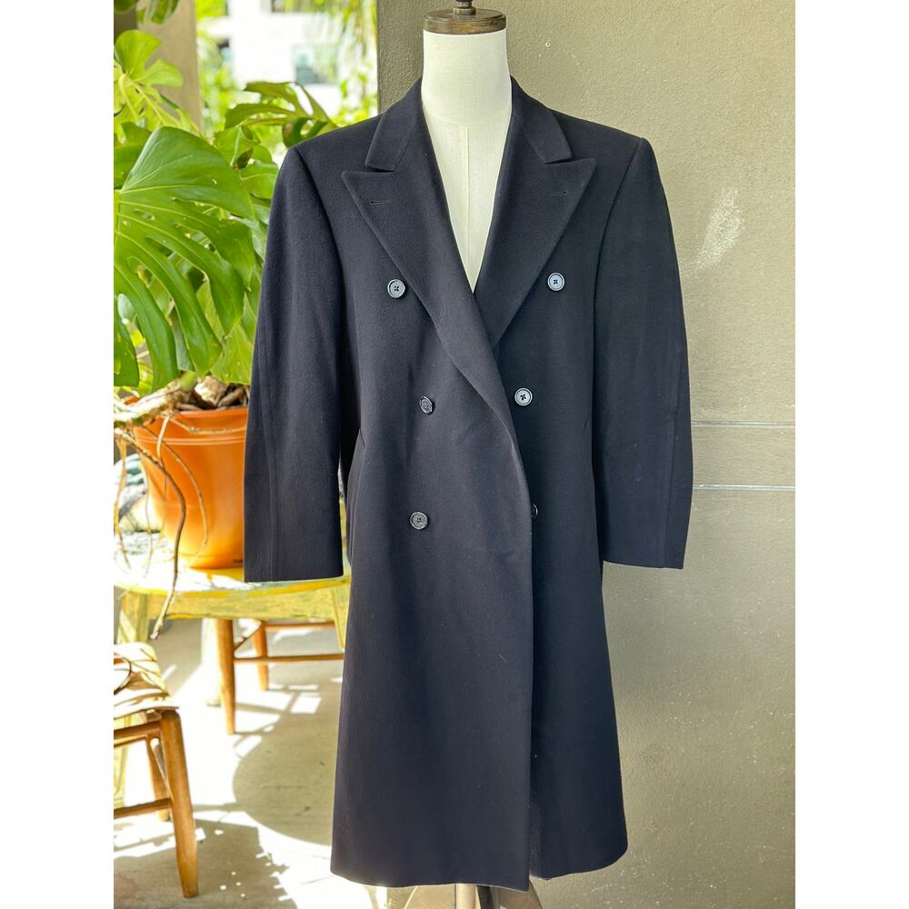 Hart Schaffner Marx Men’s 42S 100% Wool Blue Overcoat Top Coat Union Made Canada